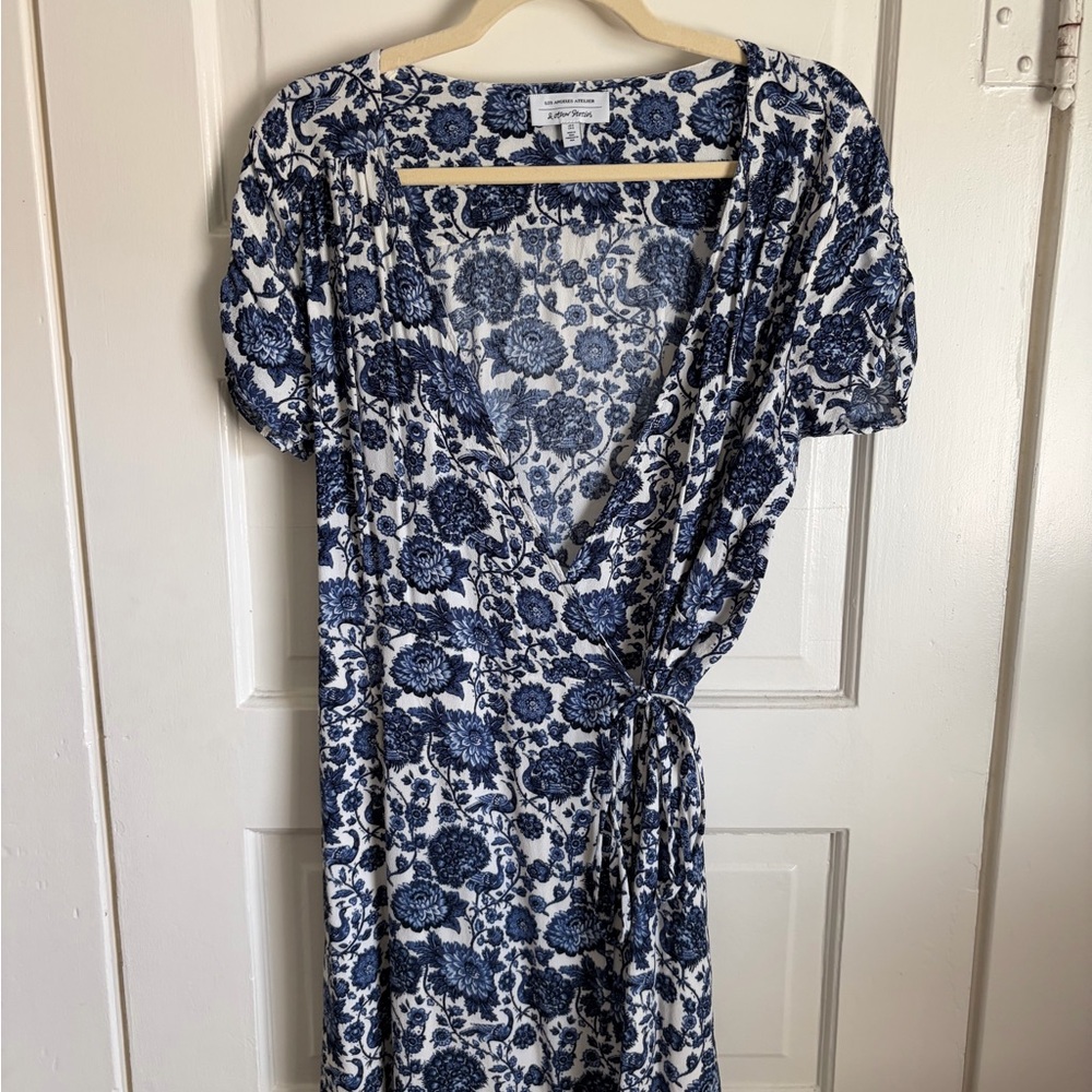& Other Stories Blue and White Floral Midi Dress